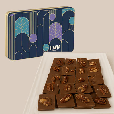 "Havia Chocolates Caramel Pecan Chiplet - 200gms (Ibaco) - Click here to View more details about this Product